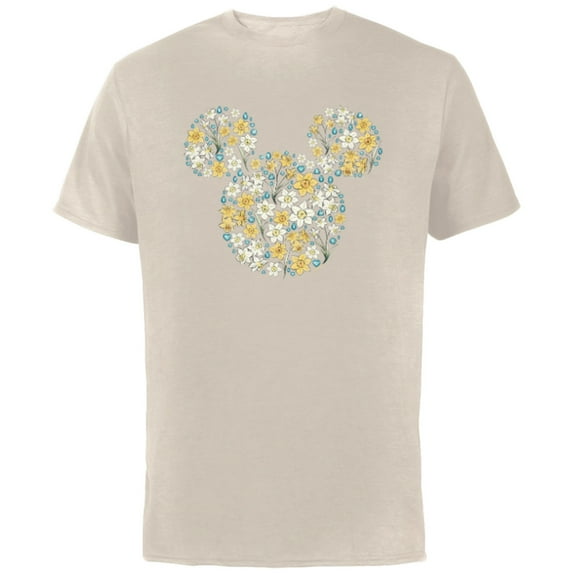 Disney Mickey Mouse March Birth Month Birthstone & Flowers - Short Sleeve Cotton T-Shirt for Adults - Customized-Natural