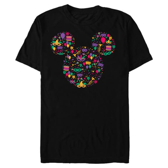 Disney Mickey Mouse Mardi Gras Carnival Holiday Icon - Short Sleeve Blended T-Shirt for Adults - Customized-Black