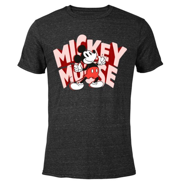 Disney Mickey Mouse Marquee Lettering - Short Sleeve Blended T-Shirt for Adults - Customized-Black
