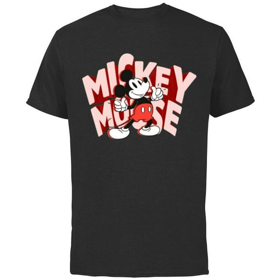Disney Mickey Mouse Marquee Lettering - Short Sleeve Cotton T-Shirt for Adults - Customized-Black