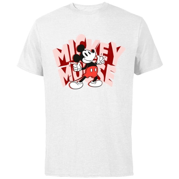 Disney Mickey Mouse Marquee Lettering - Short Sleeve Cotton T-Shirt for Adults - Customized-White