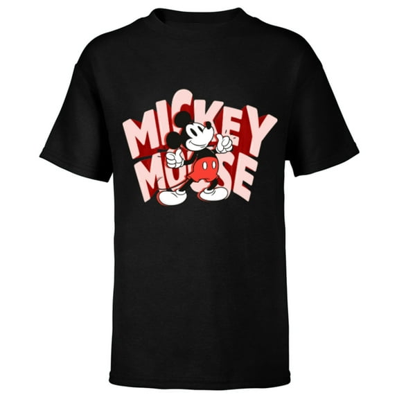Disney Mickey Mouse Marquee Lettering - Short Sleeve T-Shirt for Kids - Customized-Black