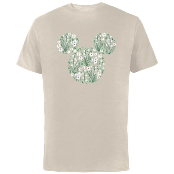 Disney Mickey Mouse May Birth Month Birthstone & Flowers - Short Sleeve Cotton T-Shirt for Adults - Customized-Natural