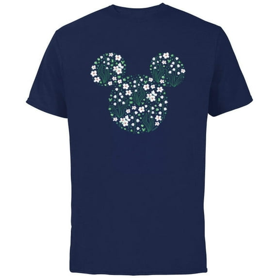 Disney Mickey Mouse May Birth Month Birthstone & Flowers - Short Sleeve Cotton T-Shirt for Adults - Customized-Navy