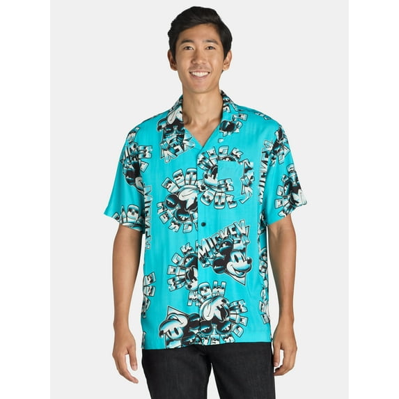 Disney Mickey Mouse Men's All Over Print Graphic Shirt, Chrome Heads, Sizes S-3XL
