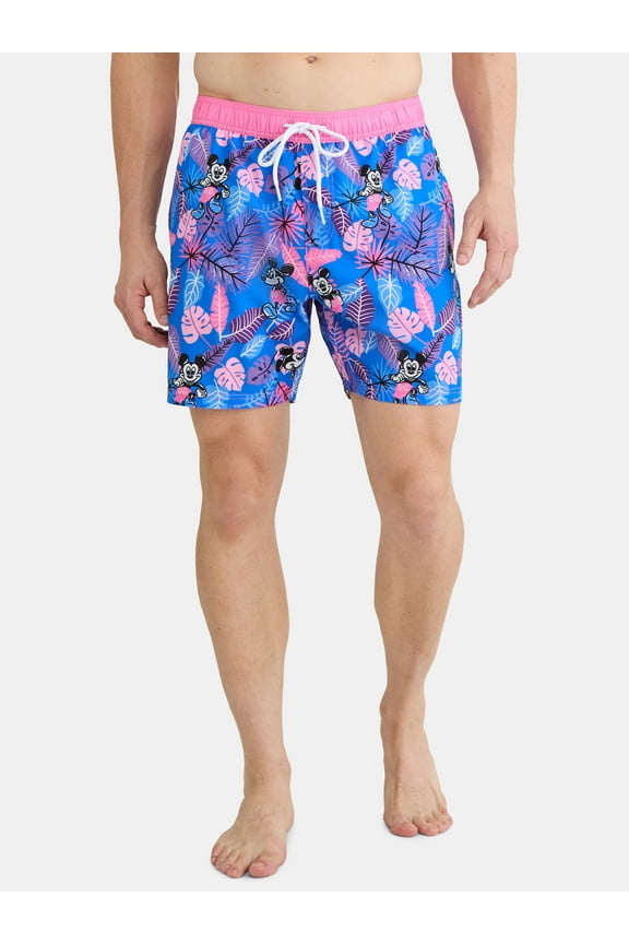 Mickey Mouse Men's & Big Men's Graphic Swim Shorts, Tropics, Sizes S-3XL