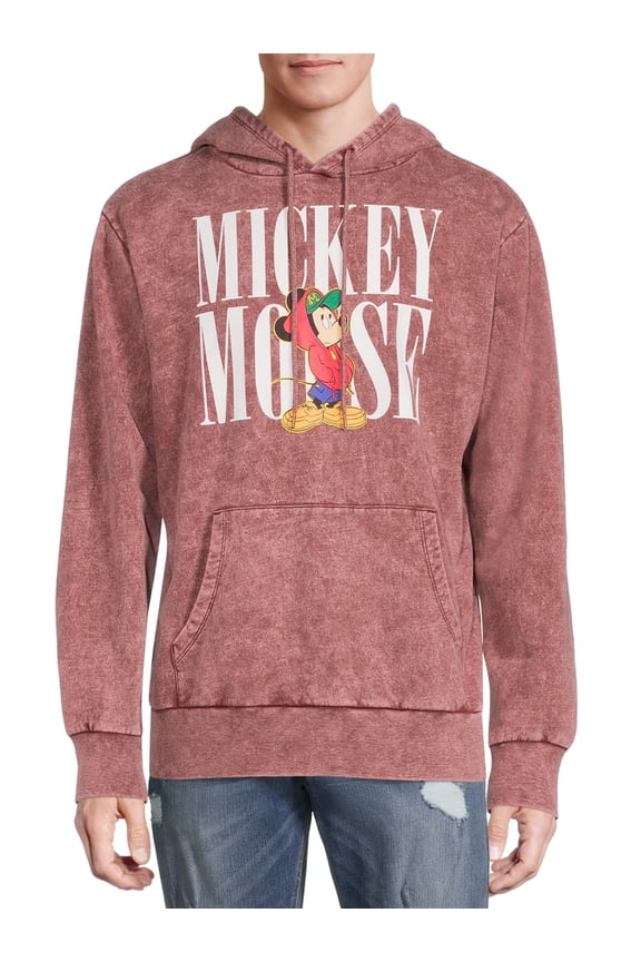 Disney Mickey Mouse Men's & Big Men's Mineral Washed Graphic Hoodie