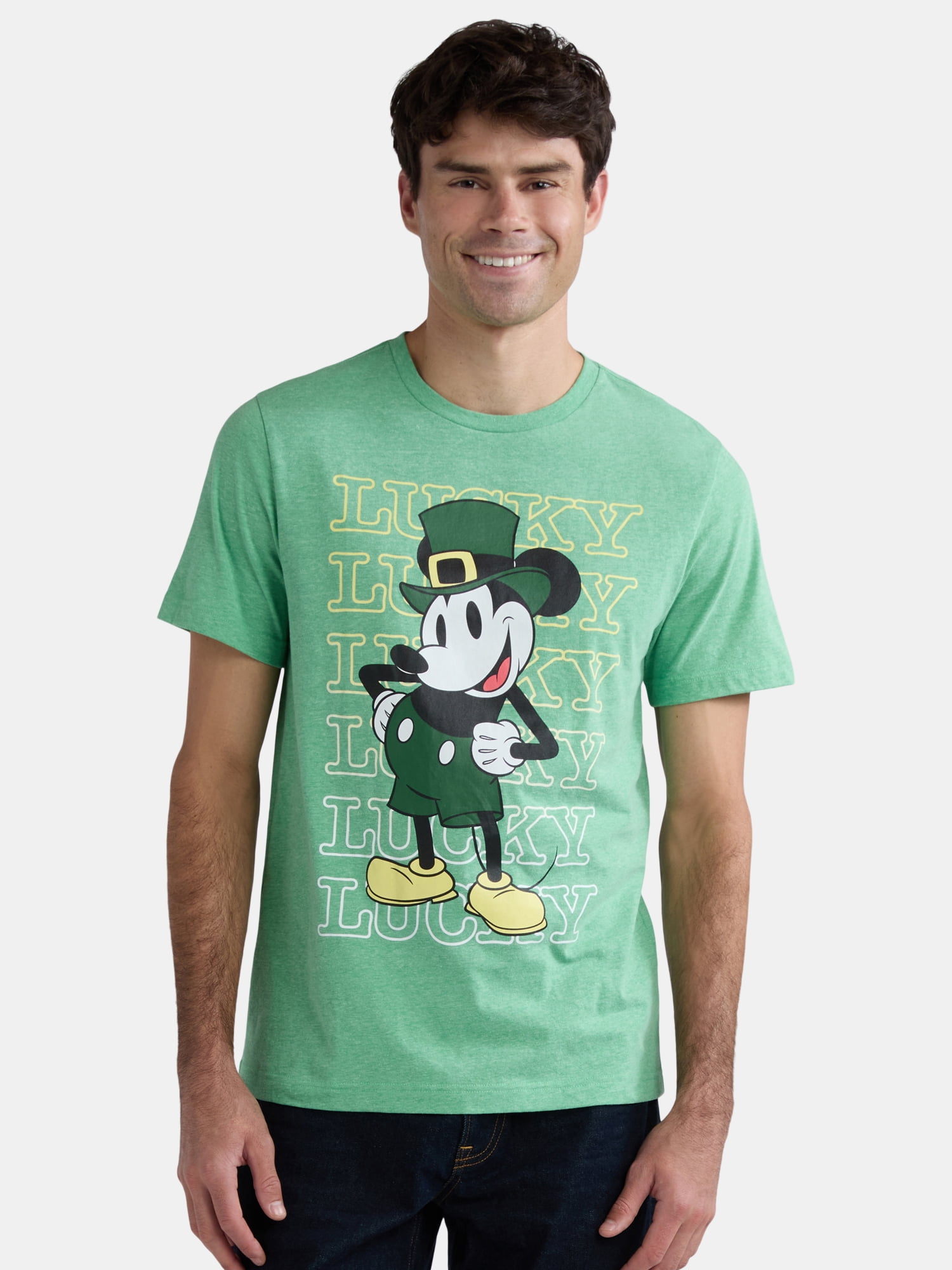 Disney Mickey Mouse Men's & Big Men's Saint Patrick's Day Graphic Tee, Sizes XS-3XL