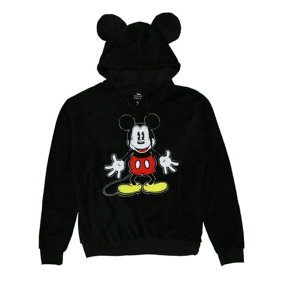 Disney Mickey Mouse Men's Embroidered Design 3D Ears Plush Fleece Adult Pullover Sweatshirt