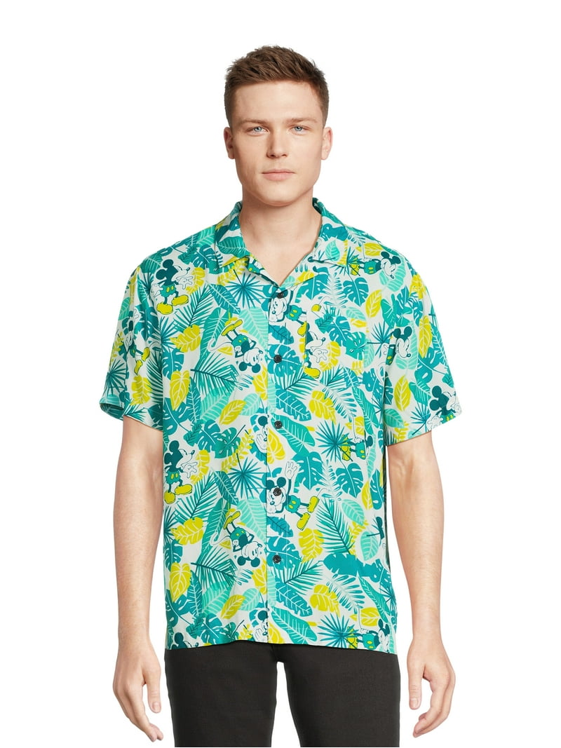 Disney Mickey Mouse Men's Hawaiian Shirt Print Button-Up Shirt