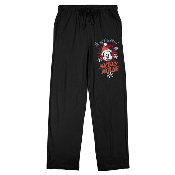 Disney Mickey Mouse Merry Christmas Adult Black Sleep Pajama Pants-XL