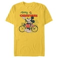 thumbnail image 1 of Disney Mickey Mouse Merry Christmas Bicycle Retro Distressed - Short Sleeve Blended T-Shirt for Adults - Customized-Yellow, 1 of 5