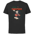 thumbnail image 1 of Disney Mickey Mouse Merry Christmas Bicycle Retro Distressed - Short Sleeve Cotton T-Shirt for Adults - Customized-Black, 1 of 5
