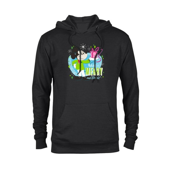 Disney Mickey Mouse Merry and Bright Holiday - Pullover Hoodie for Adults - Customized-Black