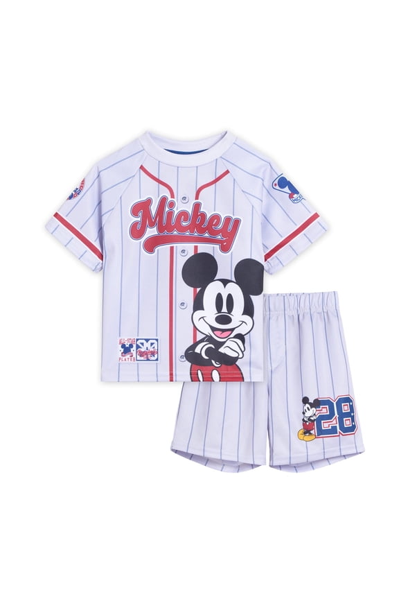 Mickey Mouse Mesh Athletic Jersey T-Shirt and Basketball Shorts Sports Outfit Set Infant to Little Kid