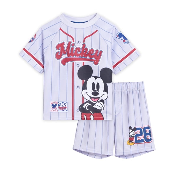 Disney Mickey Mouse Mesh Athletic Jersey T-Shirt and Basketball Shorts Sports Outfit Set Infant to Little Kid