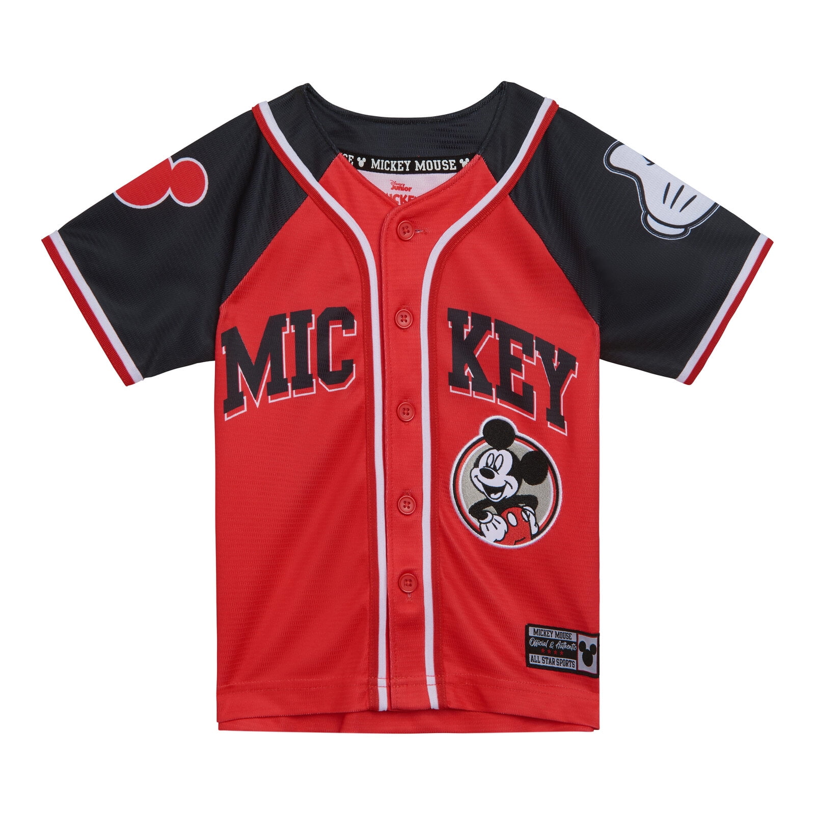 Disney Mickey Mouse Mesh Baseball Jersey Button Down Dress Shirt ...