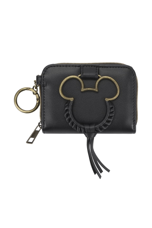 Disney Mickey Mouse Metal Mickey & Tassel Black 4.5" Wallet