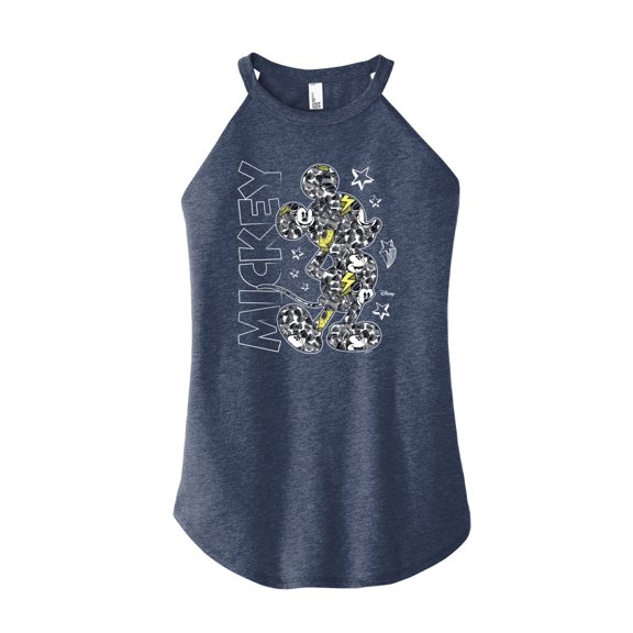 Disney - Mickey Mouse - Mickey Pattern & Stars - Juniors High Neck Tank Top