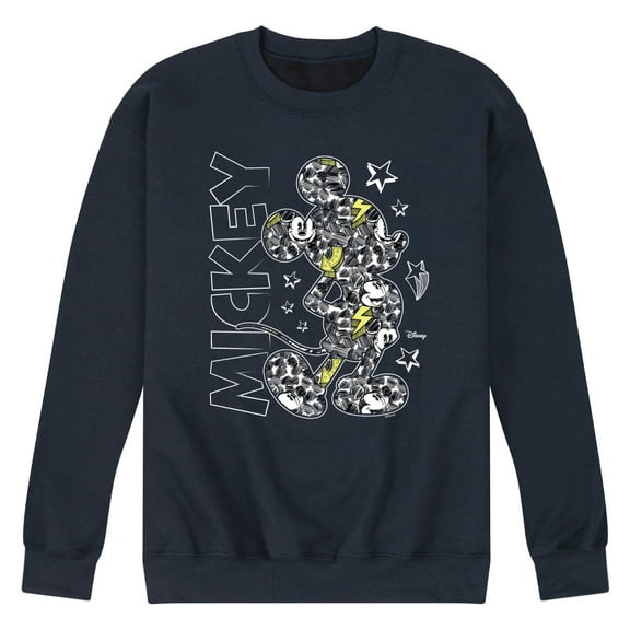 Disney - Mickey Mouse - Mickey Pattern & Stars - Men's Crew Neck Fleece Pullover