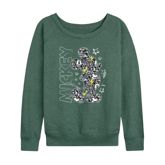Disney - Mickey Mouse - Mickey Pattern & Stars - Women's Lightweight French Terry Long Sleeve Shirt