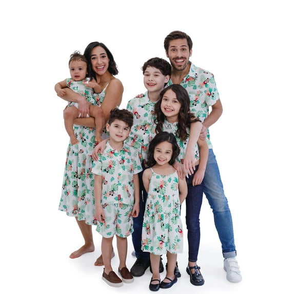 Disney Mickey Mouse Minnie Hawaiian Big Girl Boy Kids Matching Family Hawaiian Button Down Shirt Boys Shirt 14-16