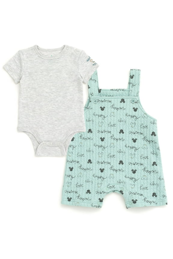 Mickey Mouse Minnie Mouse Bodysuit and Short Overalls Outfit Set Newborn to Infant