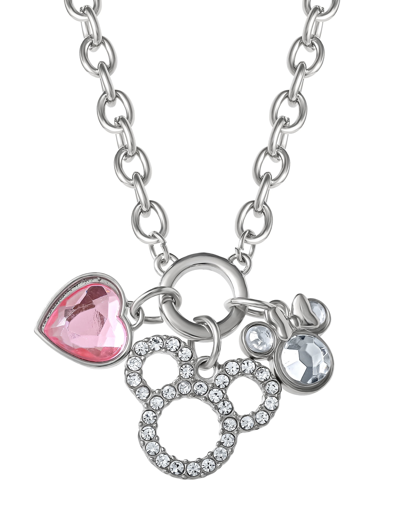 Disney Mickey Mouse & Minnie Mouse Charm Necklace with Adjustable Chain