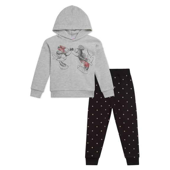 Disney Mickey Mouse Minnie Mouse Fleece Pullover Hoodie and Jogger Pants Outfit Set Polka Dots Infant to Little Kid