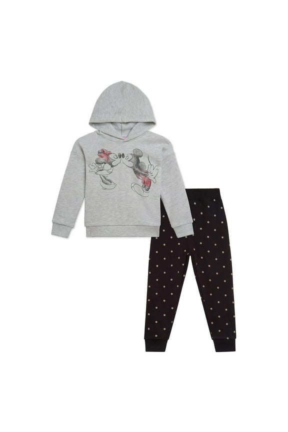 Mickey Mouse Minnie Mouse Fleece Pullover Hoodie and Jogger Pants Outfit Set Polka Dots Infant to Little Kid