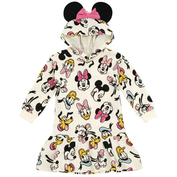 Disney Mickey Mouse Minnie Mouse Goofy Donald Duck Pluto Daisy Duck Infant Baby Girls Fleece Dress White 12 Months