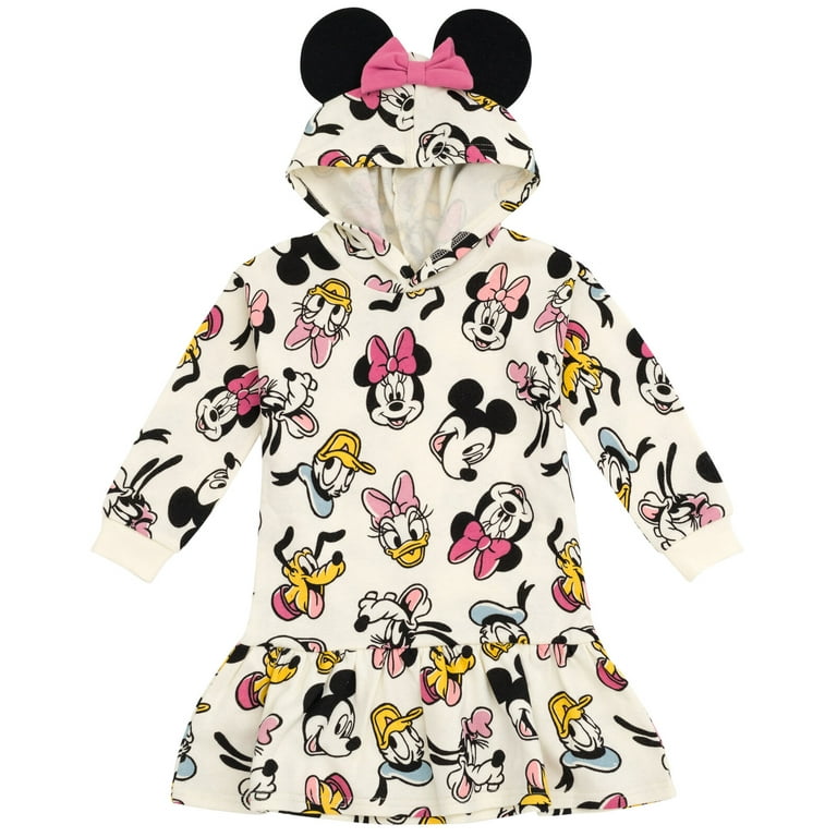 Disney Mickey Mouse Minnie Mouse Goofy Donald Duck Pluto Daisy Duck Infant  Baby Girls Fleece Dress White 12 Months