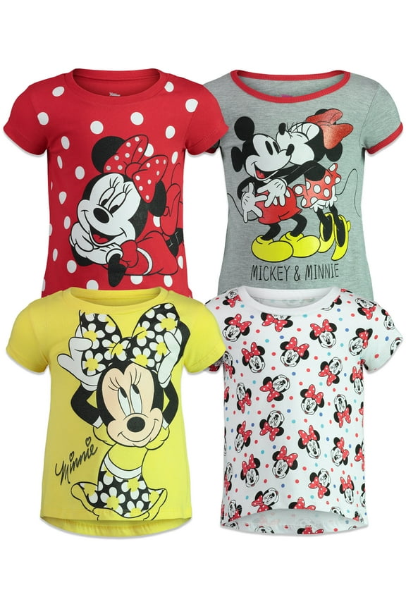 Mickey Mouse Minnie Mouse Little Girls 4 Pack T-Shirts Infant to Big Kid