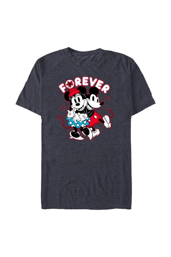 Mickey Mouse Minnie Mouse Love Forever Valentine’s - Short Sleeve Blended T-Shirt for Adults - Customized-Navy Heather