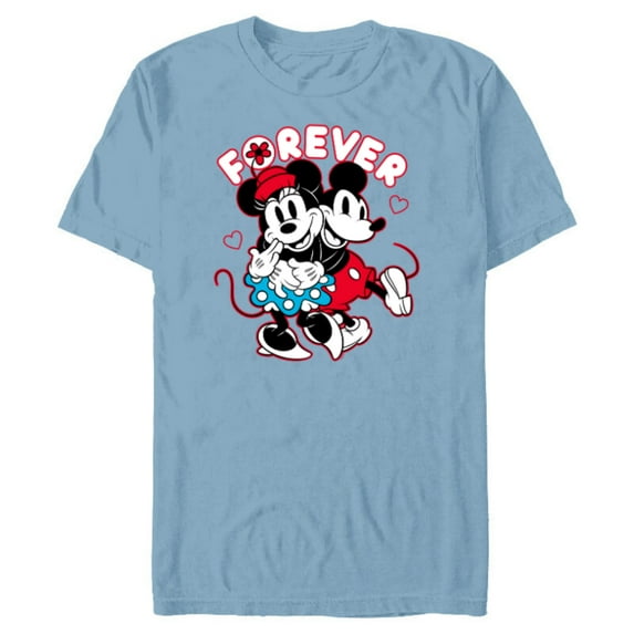 Disney Mickey Mouse Minnie Mouse Love Forever Valentine’s - Short Sleeve Blended T-Shirt for Adults - Customized-Ocean Blue