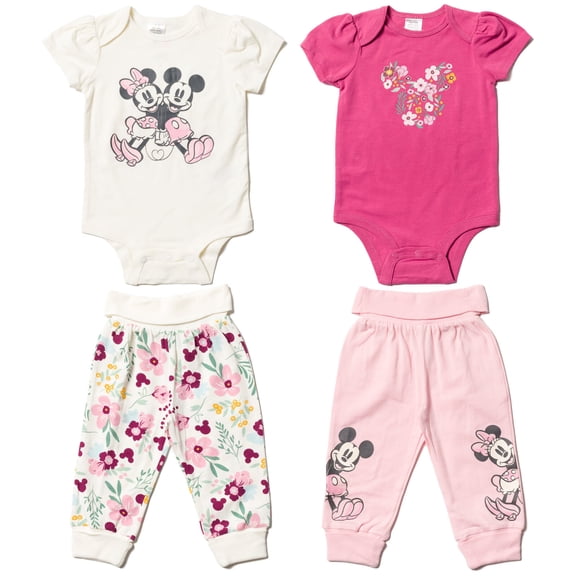 Disney Mickey Mouse Minnie Mouse Newborn Baby Girls Bodysuits and Pants