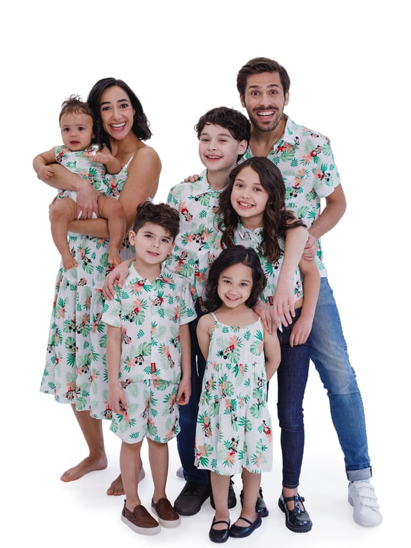 Mickey Mouse Minnie Mouse Toddler Boy Girl Matching Family Hawaiian Button Down Shirt Toddler to Big Kid