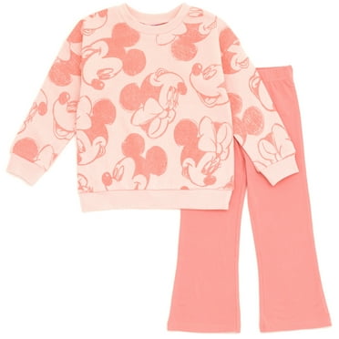 Disney Mickey Mouse Minnie Mouse Toddler Girls FleeceSweatshirt and Flare Leggings Outfit Set Pink 5T
