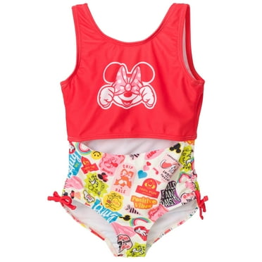 Disney Mickey Mouse Minnie Mouse Toddler Girls One Piece Bathing Suit Toddler to Little Kid