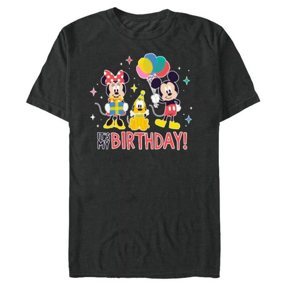 Disney Mickey Mouse Minnie and Pluto It’s My Birthday Cute - Short Sleeve Blended T-Shirt for Adults - Customized-Dark Heather