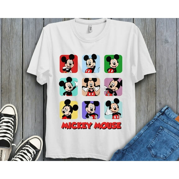 Disney Mickey Mouse Moods Mickey and Friends Tee Unisex Adult Shirt Kid Tee 058 ,White Color,Size M
