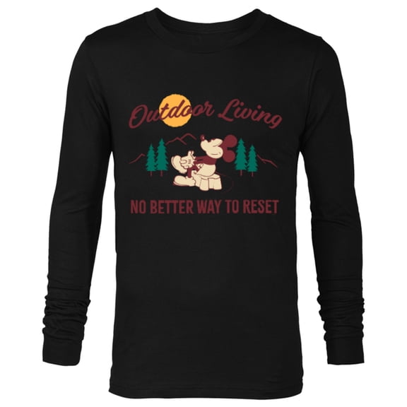 Disney Mickey Mouse Mountain Outdoor Living - Long Sleeve T-Shirt for Men - Customized-Black