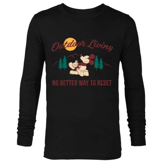 Disney Mickey Mouse Mountain Outdoor Living - Long Sleeve T-Shirt for Men - Customized-Black