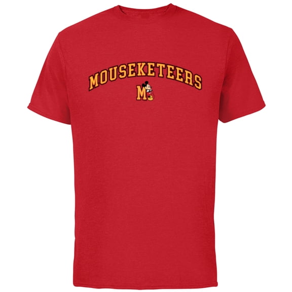 Disney Mickey Mouse Mouseketeers “M” Collegiate Sports Team- Short Sleeve Cotton T-Shirt for Adults - Customized-Red