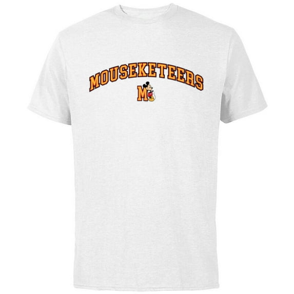 Disney Mickey Mouse Mouseketeers “M” Collegiate Sports Team- Short Sleeve Cotton T-Shirt for Adults - Customized-White