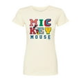 thumbnail image 1 of Disney - Mickey Mouse - Multi Colored Letters - Juniors Fitted Graphic T-Shirt, 1 of 5
