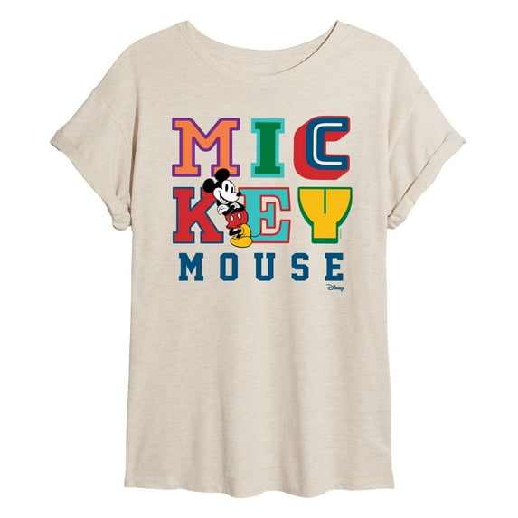 Disney - Mickey Mouse - Multi Colored Letters - Juniors Ideal Flowy Muscle T-Shirt