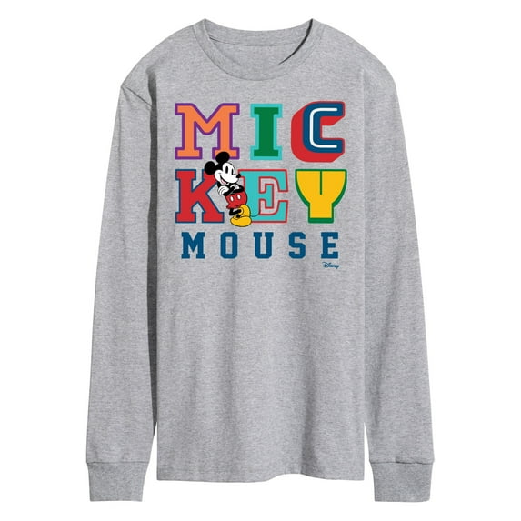Disney - Mickey Mouse - Multi Colored Letters - Men's Long Sleeve T-Shirt