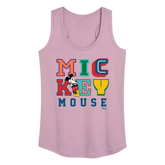 Disney - Mickey Mouse - Multi Colored Letters - Women's Racerback Tank Top