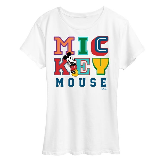 Disney - Mickey Mouse - Multi Colored Letters - Women's Short Sleeve Graphic T-Shirt